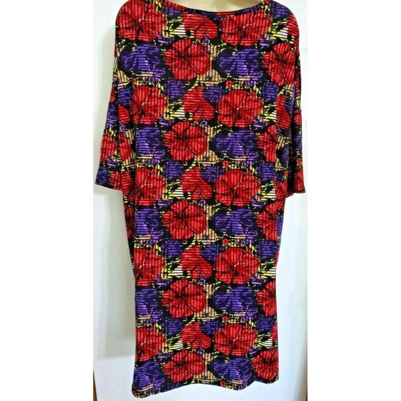 LuLaRoe Women's Blouse Top Size 2-XL Short Sleeve Purple Floral Black Pink - Picture 2 of 3